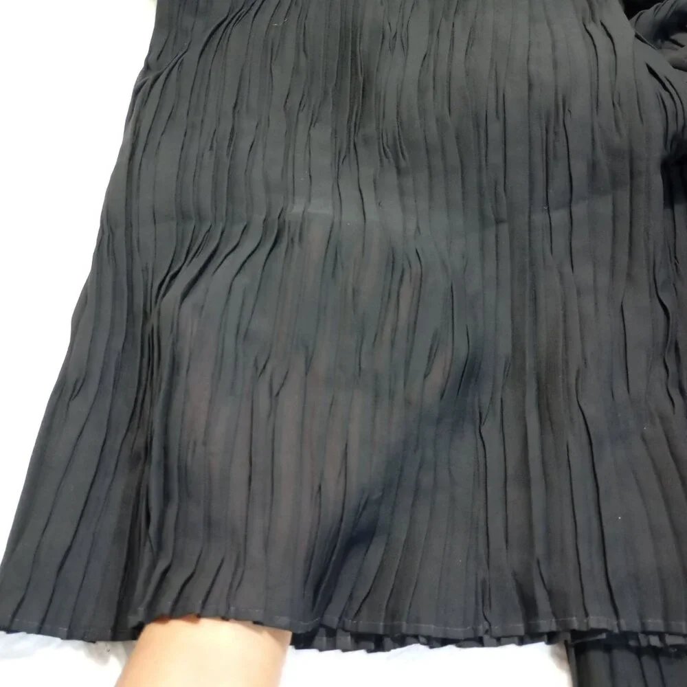 C'est Duo By Casablanca Black Crinkle Wide-Leg Pants With Drawstring Waist Sz S - Picture 6 of 13